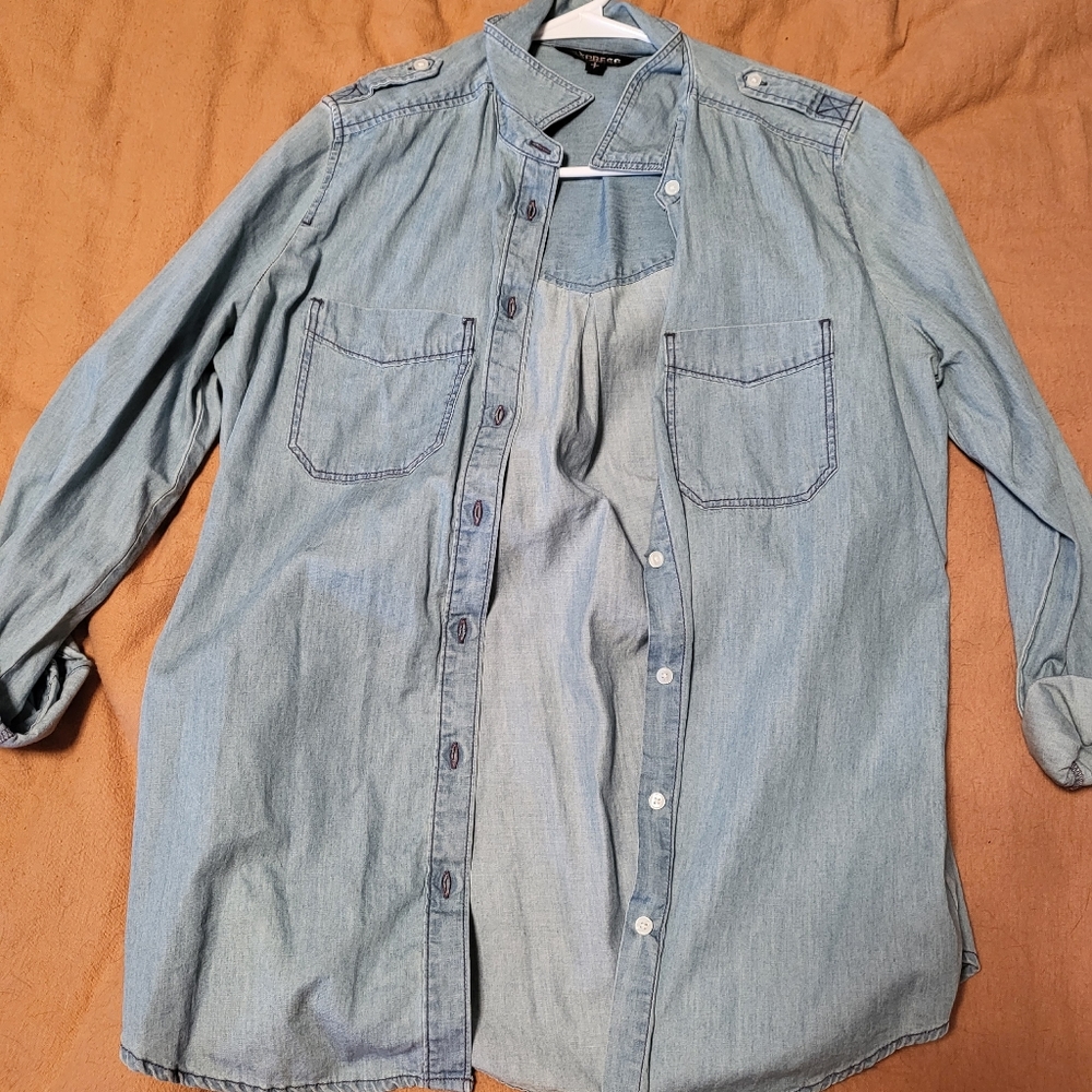 Express denim button down